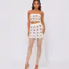 Conjunto de Crochê Vazado com Franjas Estilo Europeu e Americano Transfronteiriço, Top Tomara-que-caia e Saia, Roupa de Praia para Menina Badass
