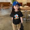 Camiseta infantil de algodón con dibujos animados, de manga corta, de verano, blanca, talla mediana-grande.