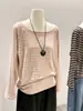 Camiseta larga a rayas sin hombros, holgada, casual y relajada para mujer, nuevo estilo 2026, top a rayas sin hombros con bloques de color