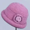 Sombrero de madre para mujeres de mediana edad y ancianas, gorro de lana tejido cálido con felpa, sombrero de invierno para proteger del frío a señoras mayores
