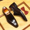 Recomendación del Libro Rojo zapatos de cuero brillante charol pulido slip-on puntera cuadrada calzado formal de negocios zapatos casuales de cuero suave para hombre estilo británico