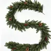Guirlanda de Natal artificial em material PE com pinhas e bagas vermelhas, ramos de pinho decorativos e trepadeiras para decorações de feriado de lareira e moldura de porta