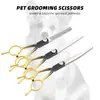 Set de tijeras profesionales para el aseo de mascotas, suministros de limpieza, herramientas de corte de pelo específicas para mascotas para gatos y perros, degradado negro y dorado