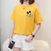 Roupa Feminina Plus Size Camiseta Feminina Manga Curta Estilo Coreano Tendência Solta Emagrecedora Cobre a Barriga Verão Comércio Exterior Top de Manga Meia