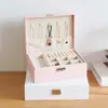 Caja de Joyería de PU de Doble Capa de Gran Capacidad Caja Portátil de Cuero para Guardar Joyas Caja para Joyería de Collares, Anillos, Relojes