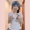 Camiseta de Manga Corta con Cuello Cuadrado de Encaje y Lazo Estilo Coreano para Mujer, Top de Verano de Alta Gama con Mangas Abullonadas para un Look Adelgazante