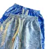 Shorts Florais Tie-Dye de Seda Gelada para Homens, Calça de Cinco Pontos Solta de Verão, Marca da Moda, Shorts de Praia Masculino para Comércio Exterior, Dropshipping