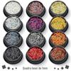 Cross-border atacado 12 cores conjunto Laser 1mm lantejoulas quadradas nail art acessórios glitter maquiagem dos olhos Cola de esmalte