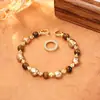 Pulseira de Contas Vintage Olho de Tigre Maillard para Mulheres, Luxo Leve, Moda de Alto Padrão, Simples e Elegante, Pulseira Versátil para Atacado