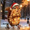 Adhesivo Estático Navideño de Ardilla para Ventana, Sin Pegamento, No Daña el Vidrio, Decoración de Atmósfera Festiva para Ventanas del Sala de Estar