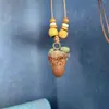 Collar Trenzado de Cuerda con Perlas de Piedra Natural para Mujer, Cadena para Clavícula de Piedra Ojo de Tigre Estilo Chino Nuevo Vintage, Accesorio Largo Colgante para el Cuello con Manchas