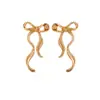 Pendientes de Aro de Metal Transfronterizos Estilo Punk Pendientes de Lazo Europeos y Americanos Nicho Dulces Elegantes Pendientes de Mariposa con Cinta Pendientes Largos para Mujer