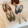 Zapatos Planos de Lana Bajos para Mujer Otoño Nuevo Estilo Coreano Punta Redonda Moño Suela Plana Cómoda Bajos Esponjosos