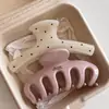 Grampo de cabelo grande elegante estilo coreano com bolinhas delicadas para coques na parte de trás da cabeça, acessório de cabelo elegante em forma de tubarão para meninas