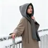 Pasamontañas Transfronterizo para Mujer, Bufanda con Gorro de Lana Cálido de Invierno, Capucha de una Pieza, Protector de Hombros, Bufanda para el Cuello, Gorro de Punto