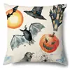 Funda de Almohada Halloween Calabaza Divertida Transfronteriza Amazon Estampado de Lino Funda Decorativa para Cojín de Sofá del Hogar