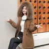 Parker 2025 Nuevo Abrigo de Algodón Elegante de Longitud Media para Mujeres Pequeñas, Chaqueta de Algodón Gruesa con Forro Polar de Invierno para Mujeres de Tallas Grandes