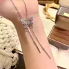 Corrente Longa para Suéter de Luxo Leve de Alto Padrão Super Fada Moda Borboleta Puxar Franja Corrente de Clavícula Design Acessórios para Mulheres