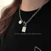 Collar con Etiqueta de Letra Simple Personalizada Estilo Hip-Hop Coreano Acero de Titanio Colgante de Moneda Cadena de Lana Collar Mismo Estilo que Celebridad de Internet