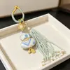 Estilo Étnico Brocado Zhuang Cabaceira Pingente de Franja para Bolsa Fecho de Pressão Fu Lu Chaveiro Pingente Ornamento Retrô Atrai Riqueza e Bênçãos Pingente Pendente