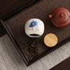 Pequeña Lata de Té Antigua de Cerámica con Tapa de Bambú, Lata Sellada Portátil, Lata de Té de Almacenamiento a Prueba de Humedad, Logo Imprimible Azul y Blanco
