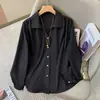 Camisa V francesa não negociável para mulheres, top formal para entrevista de emprego, de manga longa