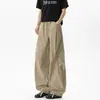 Pantalones cargo plisados de secado rápido estilo americano para hombre, pantalones de paracaidista deportivos de verano para exteriores, pantalones casuales holgados de pierna ancha, negro