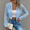 Chaqueta corta de encaje estilo europeo y americano transfronteriza para mujer, cárdigan fino con cremallera para primavera y otoño, top versátil de manga larga ajustado a la moda