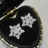 Brincos de Flor Flor Inlaid Zircônia Cao Shi Moda Feminina Exquisitos Brincos Pastorais Uso Diário Brincos Populares