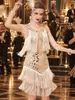 Vestido de Lentejuelas para Baile de Gala Gatsby Vintage de 1920 Transfronterizo Vestido de Baile Chaleco Cuello Redondo Talla Grande Vestido con Borlas de Cuentas