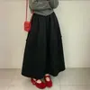 Nueva colección de otoño para niñas: elegante falda midi de mezcla de lana con lunares, falda larga de moda para otoño e invierno, falda versátil de corte A