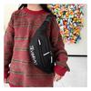 Bolsa de tela de nailon simple de color puro estilo coreano para mujer, bolsa de cintura casual texturizada, bolsa de hombro cruzada para viaje