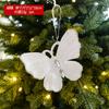 Decoraciones navideñas colgante acrílico blanco mariposa copo de nieve guirnalda árbol de Navidad adornos placa de palabras mixtos con purpurina