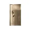 Puerta minimalista de aluminio con acabado veteado de madera, tamaño personalizado, para seguridad del hogar y protección contra incendios, adecuada para proyectos de construcción residencial