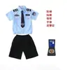Traje de Verão para Meninos 2024 Novo Uniforme de Avião Infantil Camisa Gravata Conjunto de Duas Peças Roupa de Performance de Xerife para Bebê