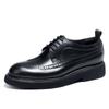 [Exclusivo VIP] Sapatos de Couro Masculinos Business Formal Esculpidos Couro de Vaca Aumento de Altura Leves Respiráveis Escritório Sapatos Retrô para Homens