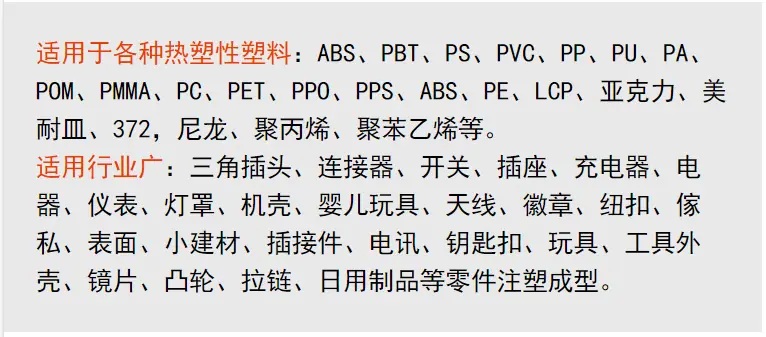 55T立式注塑机适用材料