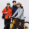 Macacão de Esqui Softshell para Uso Externo Roupa de Trabalho para Homens e Mulheres À Prova de Vento Impermeável Respirável com Capuz Montanhismo Ciclismo Jaqueta Casaco Personalizado