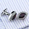 INBO abotoaduras ovais de zircônia vermelha Abotoaduras com incrustação de cristal e diamante Fivela de camisa francesa 723cufflinks/158101a