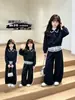 Conjunto Casual de Otoño para Niñas 2026 Nuevo Moda Dos Piezas con Sudadera de Cuello de Encaje para Niños Mayores