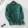 Suéter de Punto Cebra de Lluvia para Mujer Transfronterizo Otoño e Invierno Nueva Moda Suéter de Punto Cuello Redondo Europeo y Americano para Mujer