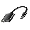 Adaptador de Auriculares Tipo C 2 en 1 Adaptador de Audio para Teléfono Móvil Convertidor Adaptador de 3.5mm a Android