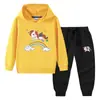 Primavera y Otoño 2023 nueva ropa infantil transfronteriza suéter con capucha para niños pantalones conjunto de dos piezas bebé algodón manga larga