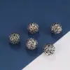 Accesorios de bola de plata de ley S925, cuentas huecas brillantes retro con cuentas, material DIY hecho a mano, joyería de plata al por mayor