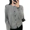 Outono Feminino Malha Fina Cor Lisa Cardigan Jaqueta Feminino 2025 Novo Estilo Único e Bonito Início do Outono
