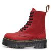 Botas de Motocicleta de 8 Ojales con Suela Gruesa de Primera Capa Transfronterizas para Mujer 1460 Cierre Lateral Rojo Crazy Horse Botines de Cuero Genuino Suela de Plataforma Ropa de Trabajo