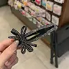 Pinza para el pelo perezosa con lazo de lunares y pedrería, Blanco y Negro, Estilo de Lujo Ligero, Versátil para el Viaje Diario, Herramienta para Peinar el Cabello, Accesorio para el Cabello t