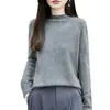Suéter de punto fino sin costuras de lana y lana de yak de cuello medio alto para mujer, perfecto como capa base cálida para otoño e invierno