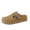 Sapatos Birkenstock Retrô de Solado Grosso Feminino Novo Estilo Primavera/Outono 2026 Calce Fácil Bico Fechado Meio-Chinelos Birkenstock Aumentador de Altura Sapatos Individuais