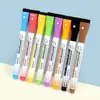 Marcador Branco para Lousa Apagável Ponta Fina 0.5mm, Colorido à Base de Água com Pincel, Absorvente para Escritório e Ensino, Fábrica de Marcadores Apagáveis a Seco